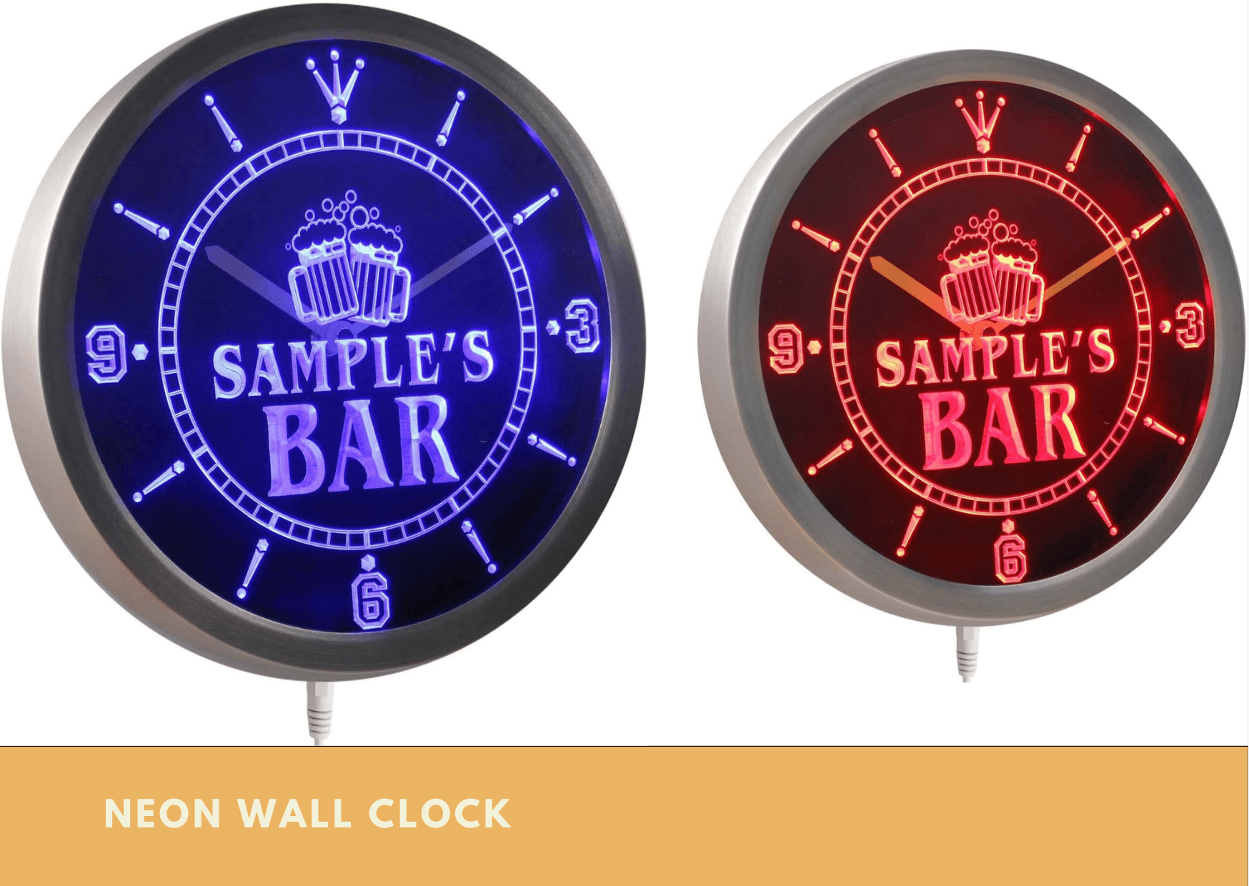 Neon Wall Clock Home Bar Kit