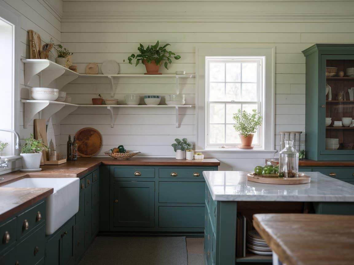 15 Forest Green Farmhouse Kitchens (That Feel So Rich)