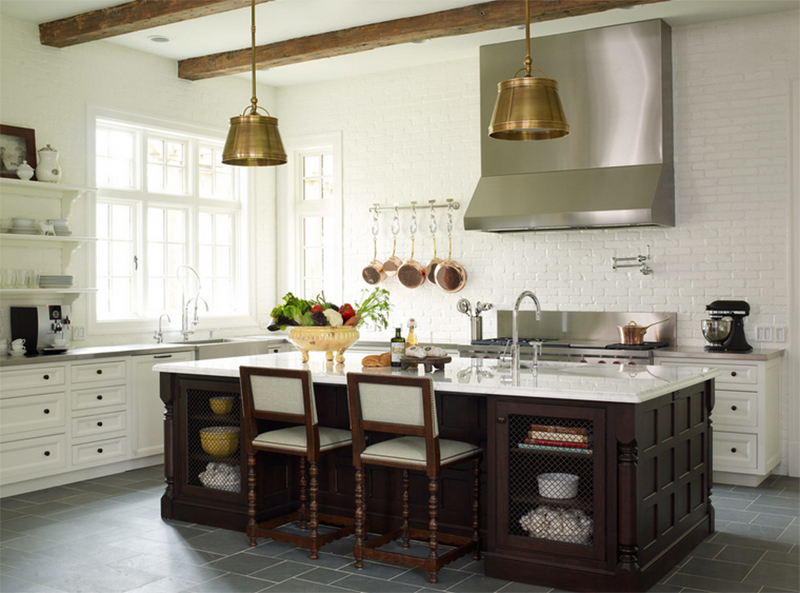22 Beautiful Kitchens with White Brick Walls Home Design Lover