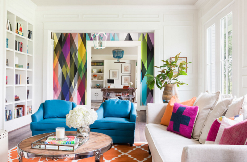 23 Stunning Living Rooms with Geometric Wallpapers Home Design Lover