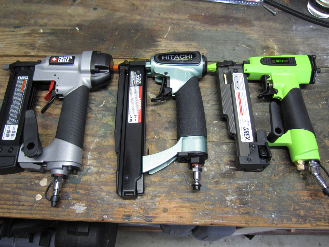 Grex P635, Porter Cable PIN138 and Hitachi NP35A 23 Gauge Pin Nailers
