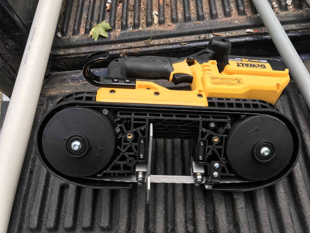 DeWalt Cordless Band Saw DCS371 Cuts PVC, Steel, And The Cord