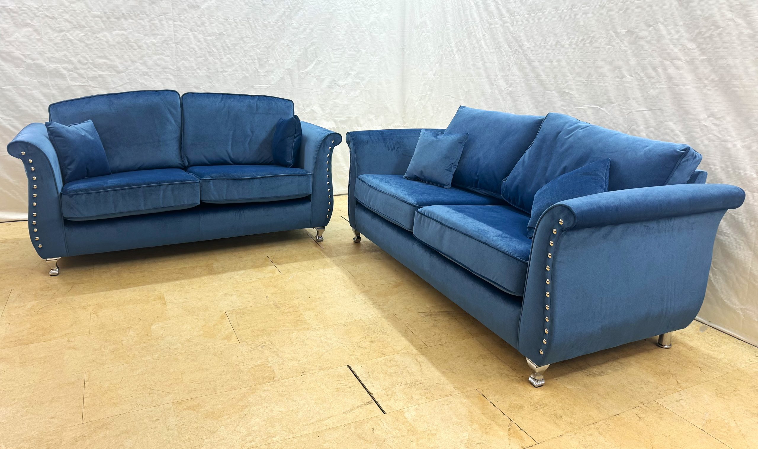 Spark ExDisplay Blue Fabric 3 + 2 Seater Sofas EXSPA Homeflair