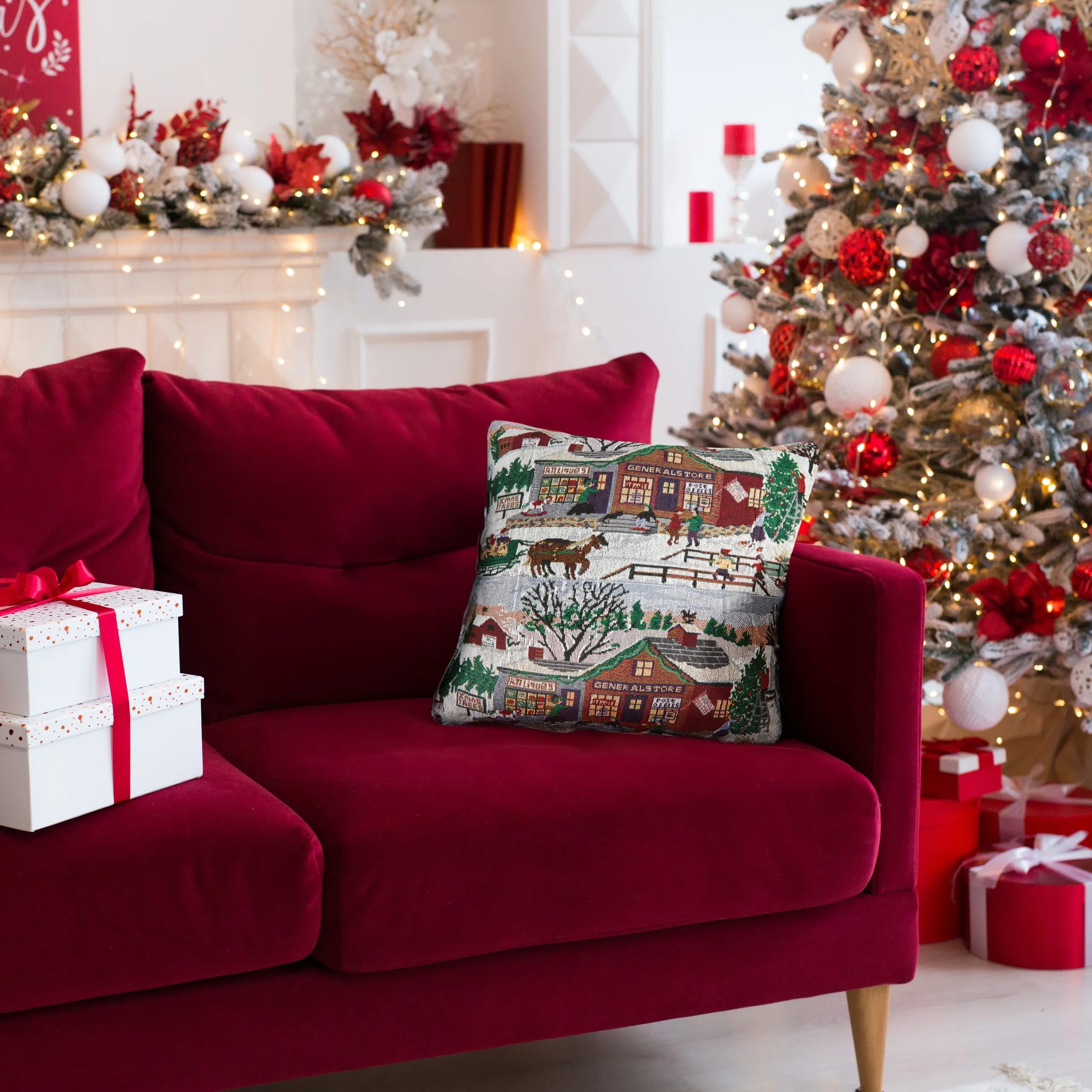 Snow Scene Tapestry Cushion Cover Homefords