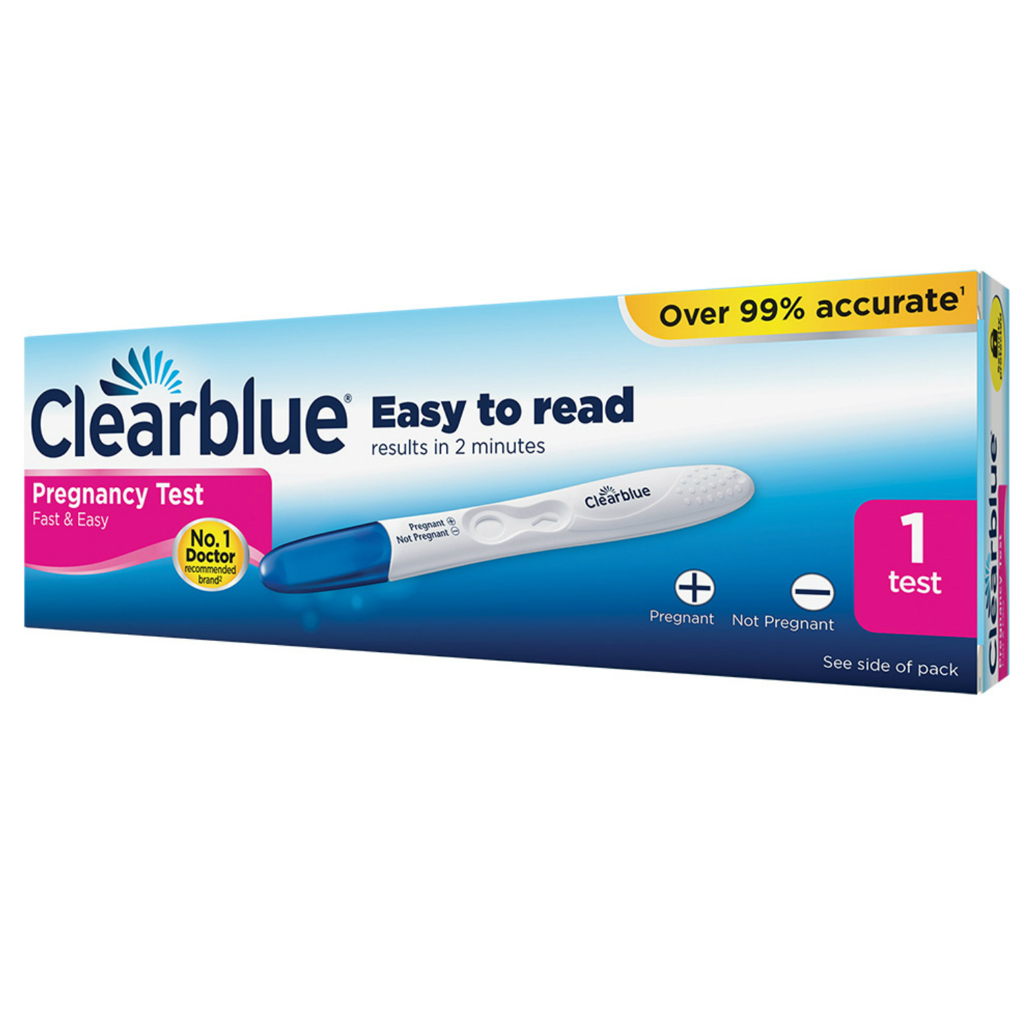 Clearblue Pregnancy Test Fast & Easy Results In 2 Minutes 1 Test Pack