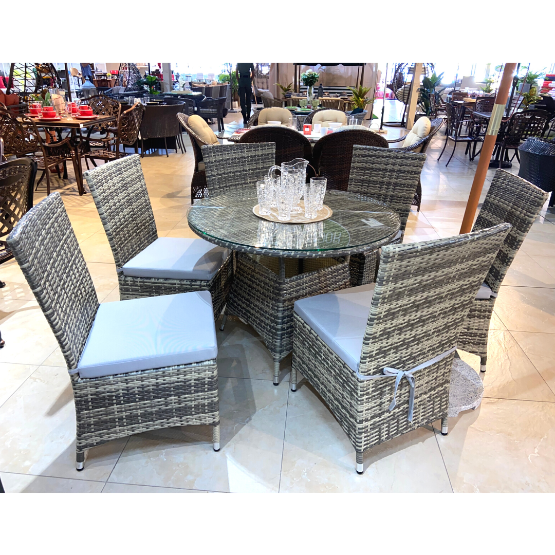 RUSTIC EDGE 7PC WICKER OUTDOOR DINING SET Home Land Furnishings
