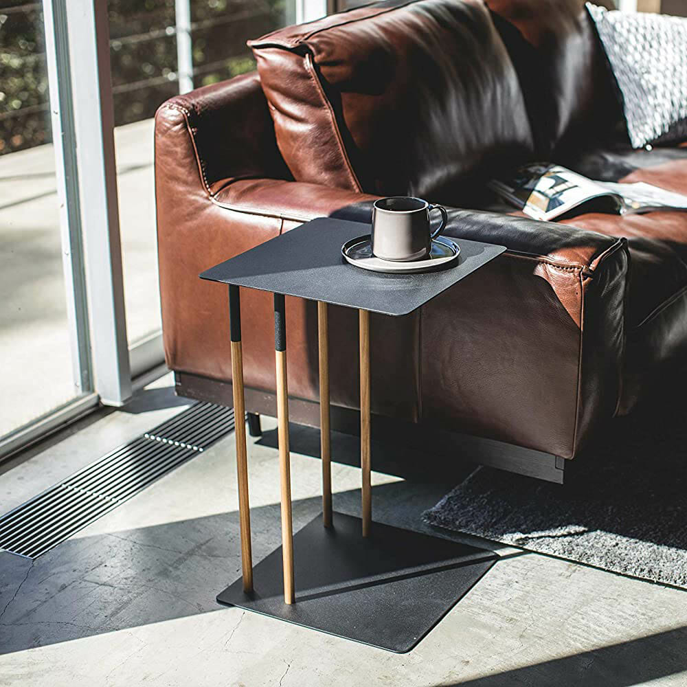 YAMAZAKI Sliding Side Table Black Homeloo