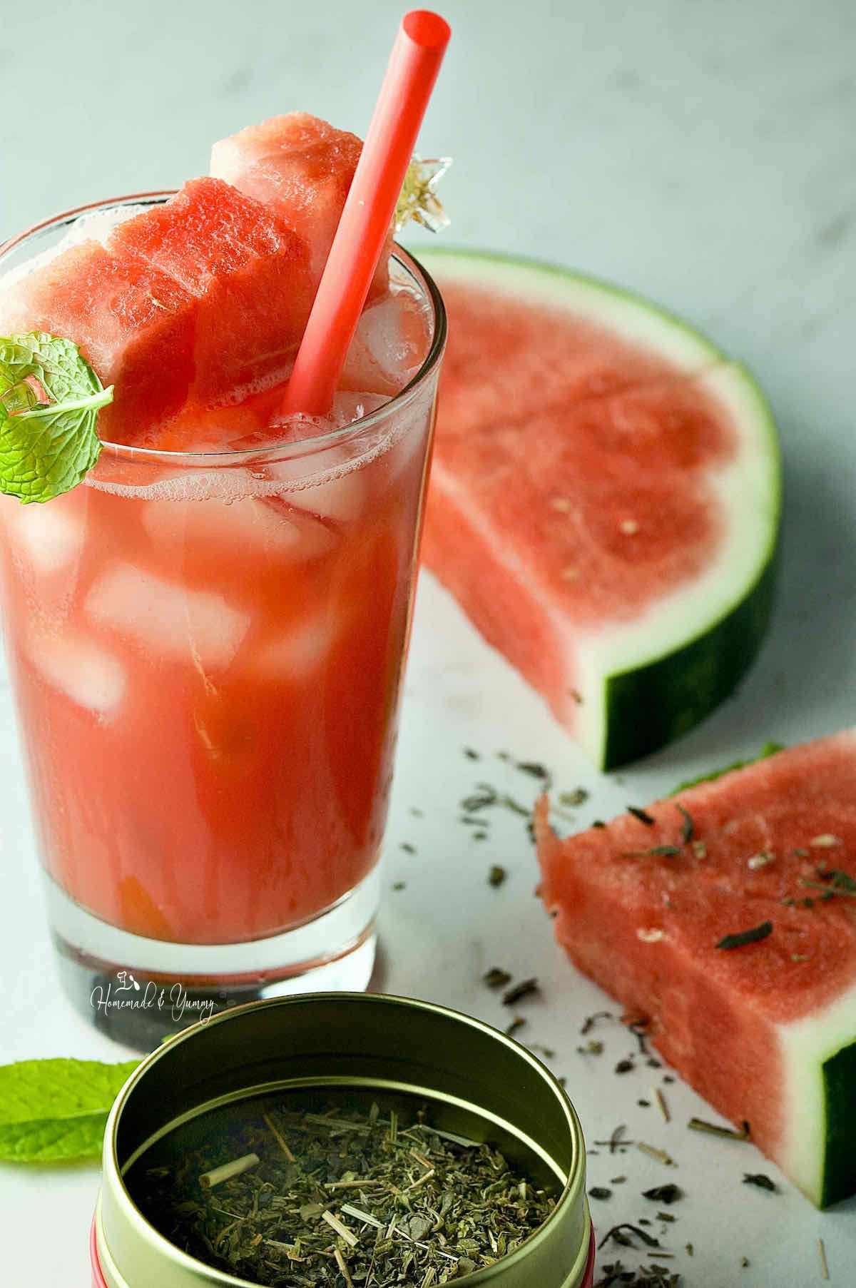 Blended Watermelon Mint Juice Homemade & Yummy