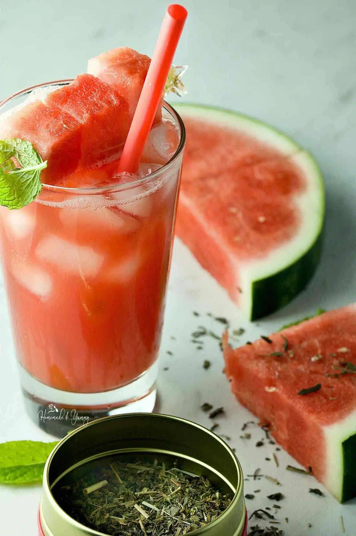 Blended Watermelon Mint Juice Homemade & Yummy