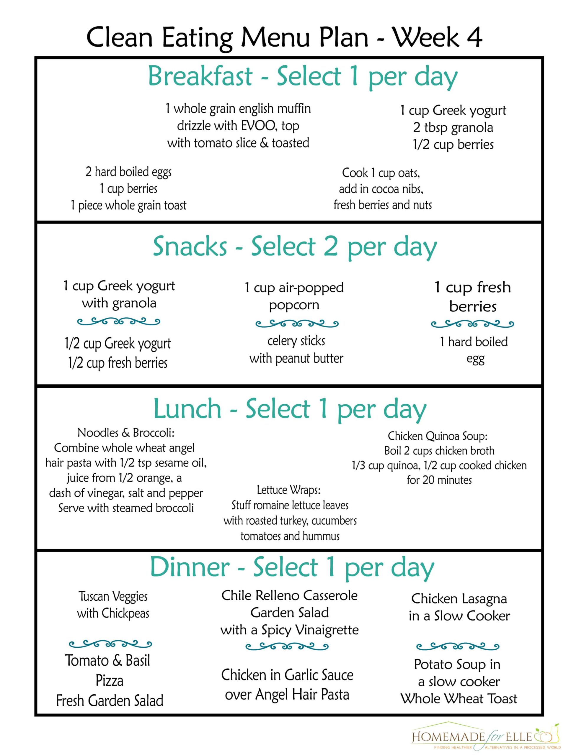 Free Clean Eating Meal Plan On A Budget ⋆ Homemade For Elle