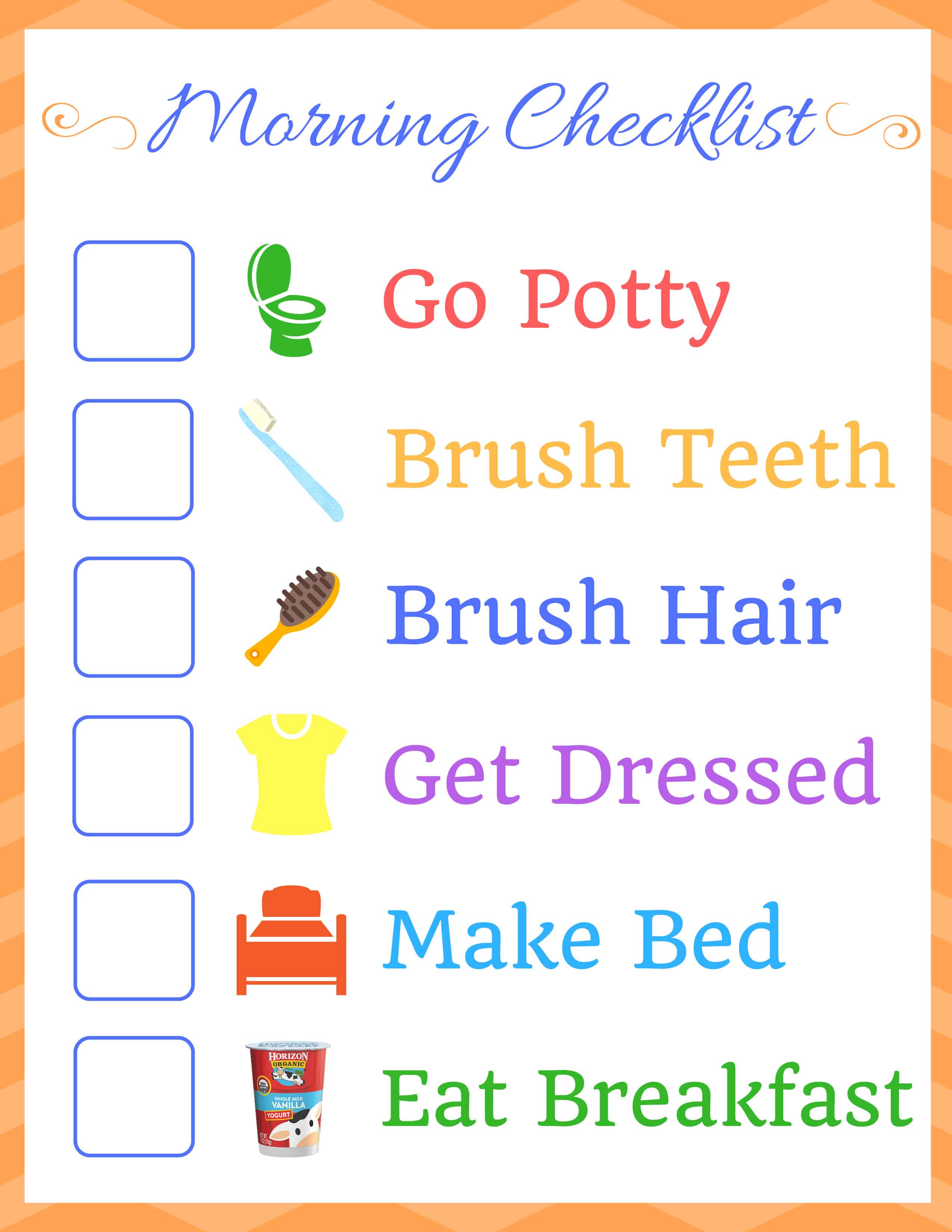 Kids Morning Routine Checklist ⋆ Homemade for Elle