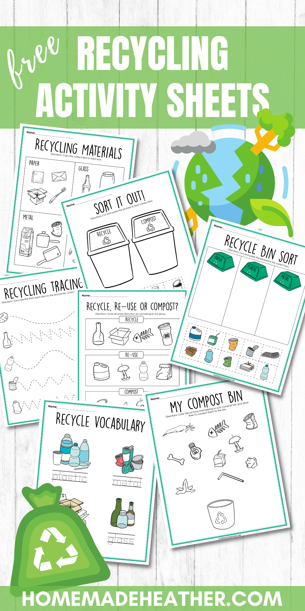 Free Recycling Activity Printable Sheets » Homemade Heather