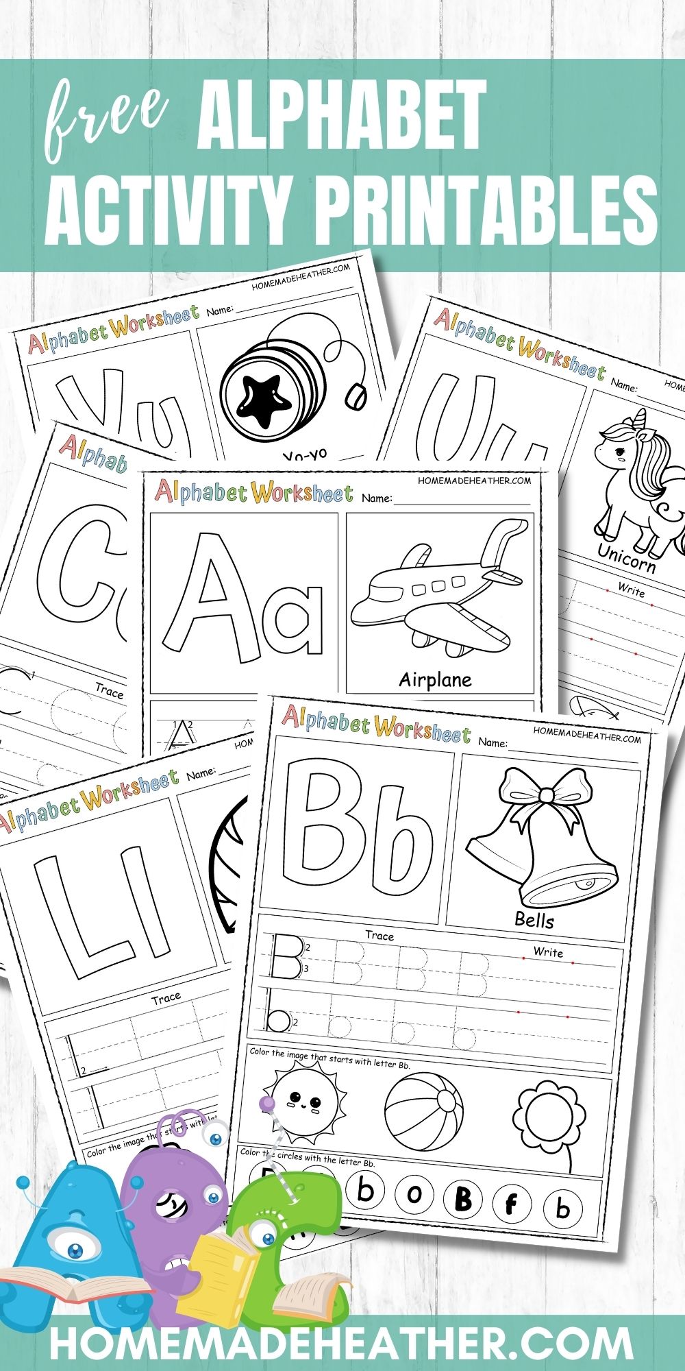 Free Alphabet Printable Worksheets » Homemade Heather
