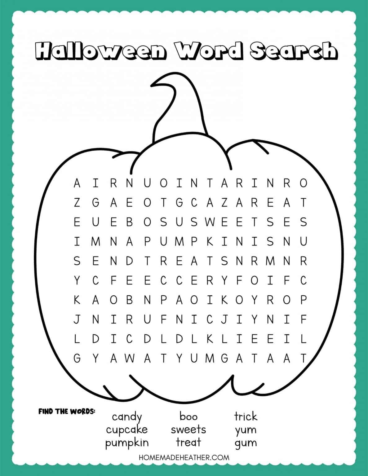 Free Halloween Word Search Printables » Homemade Heather