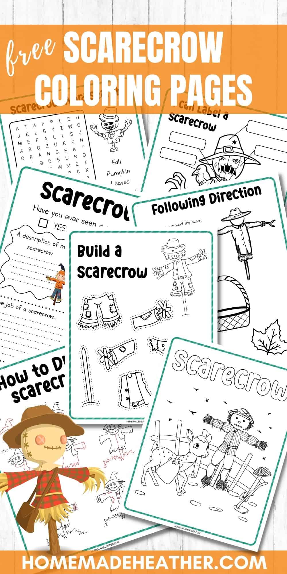 Free Printable Scarecrow Coloring Pages » Homemade Heather