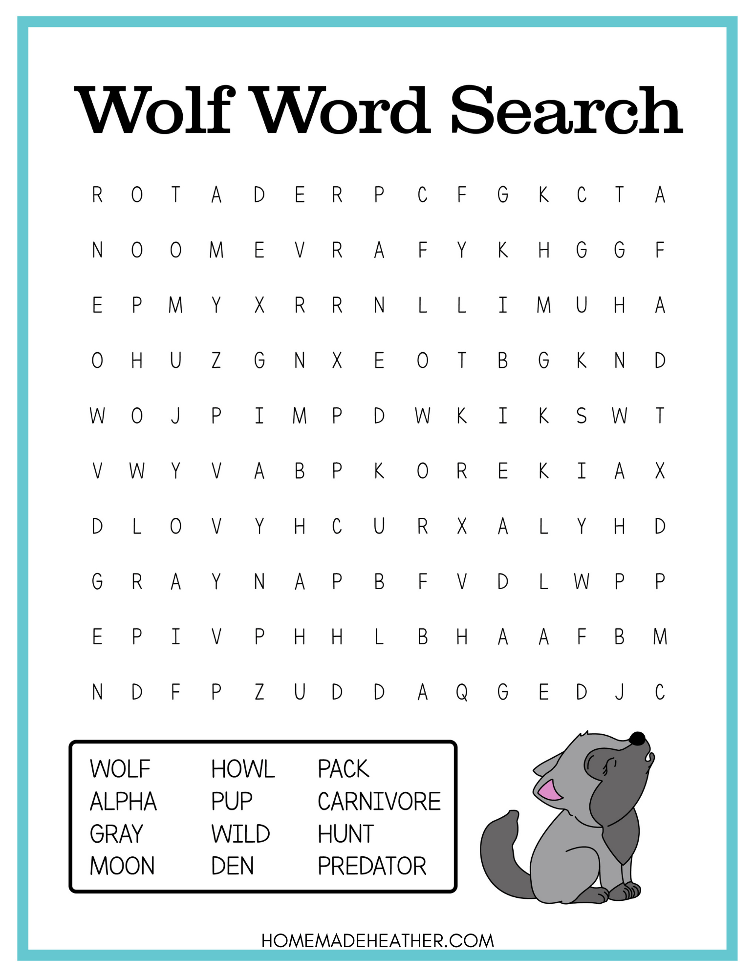 Free Wolf Printables Activity Sheet