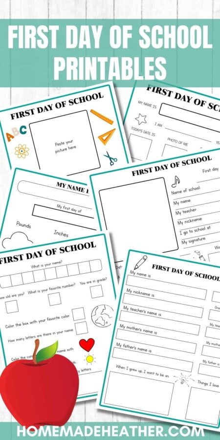 First Day of School Printables
