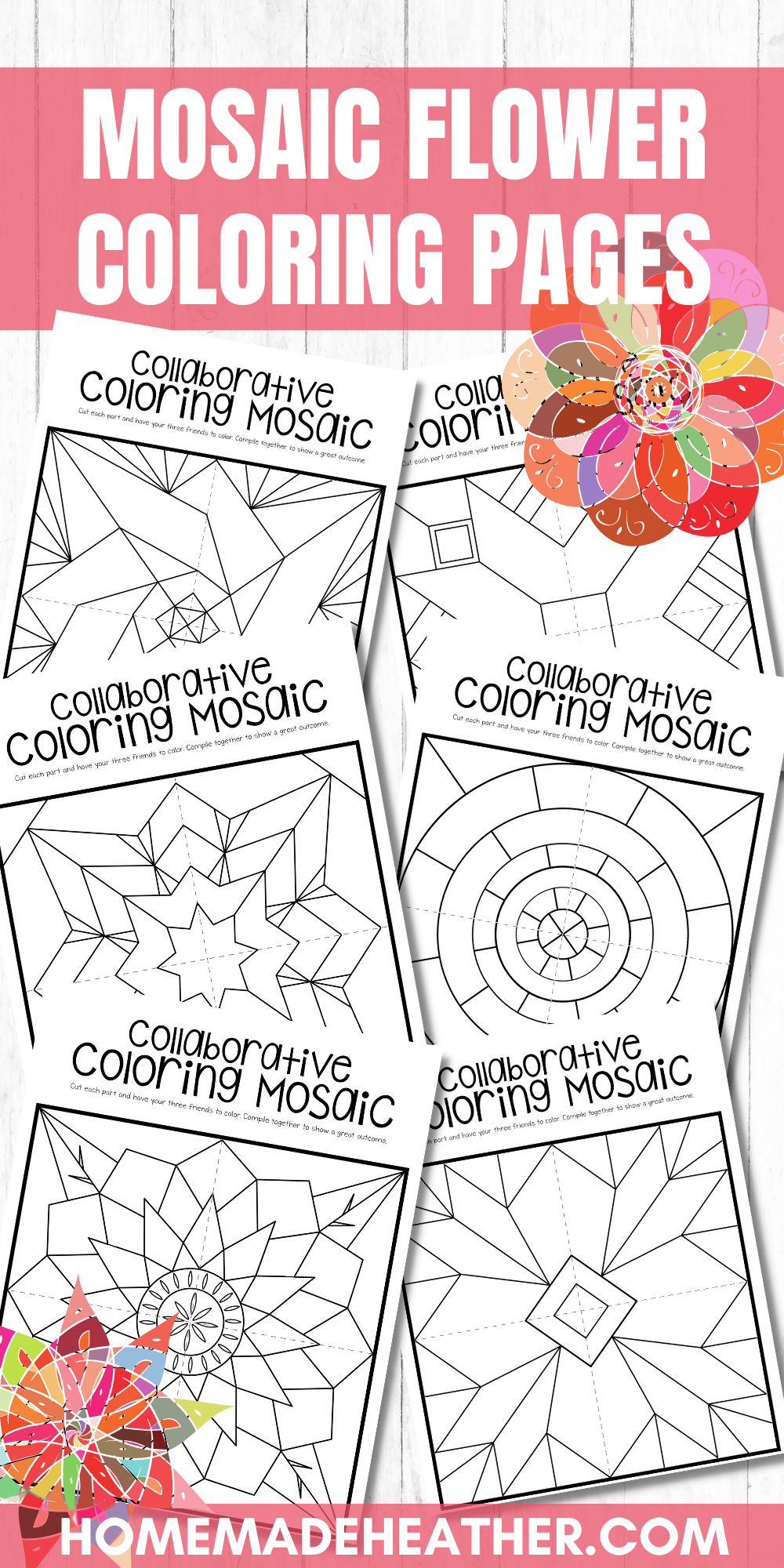 Free Mosaic Flower Coloring Pages » Homemade Heather