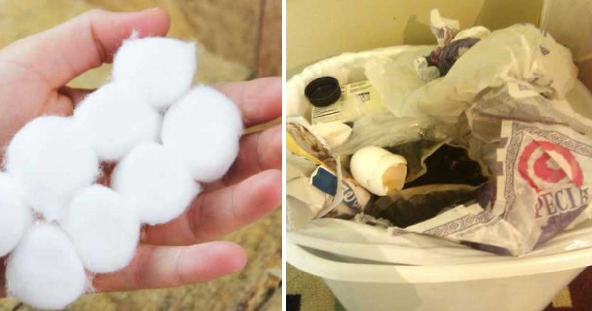 How To Deodorize A Stinky Garbage Can With Some Cotton Balls