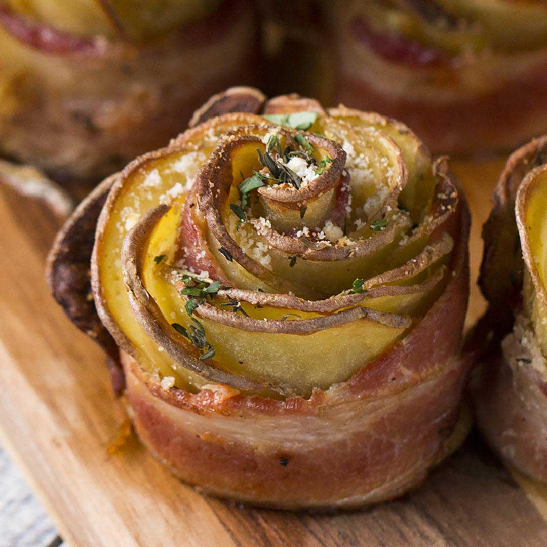 How To Make Delicious Bacon Wrapped Potato Roses