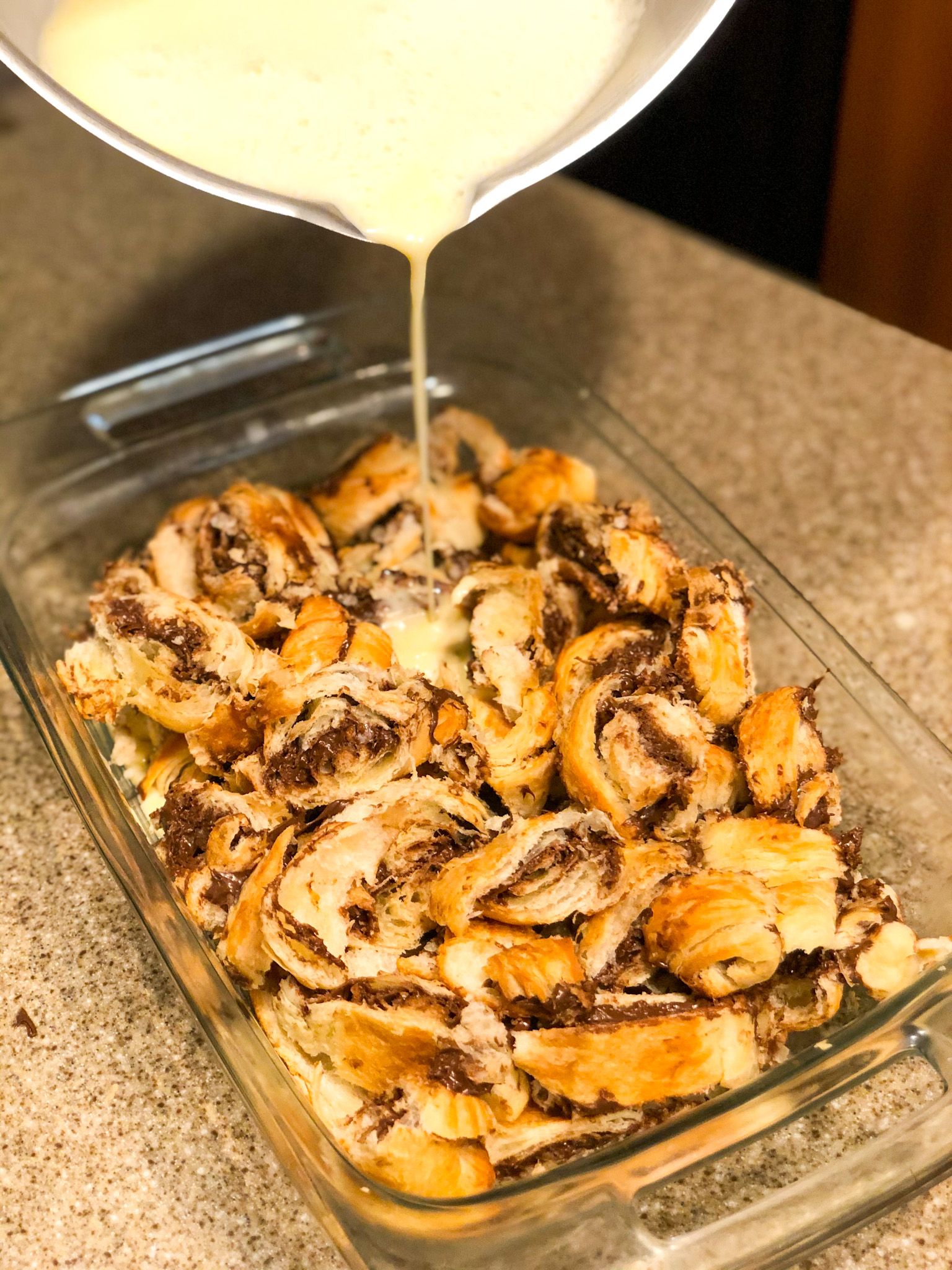 Chocolate Hazelnut Croissant Bread Pudding