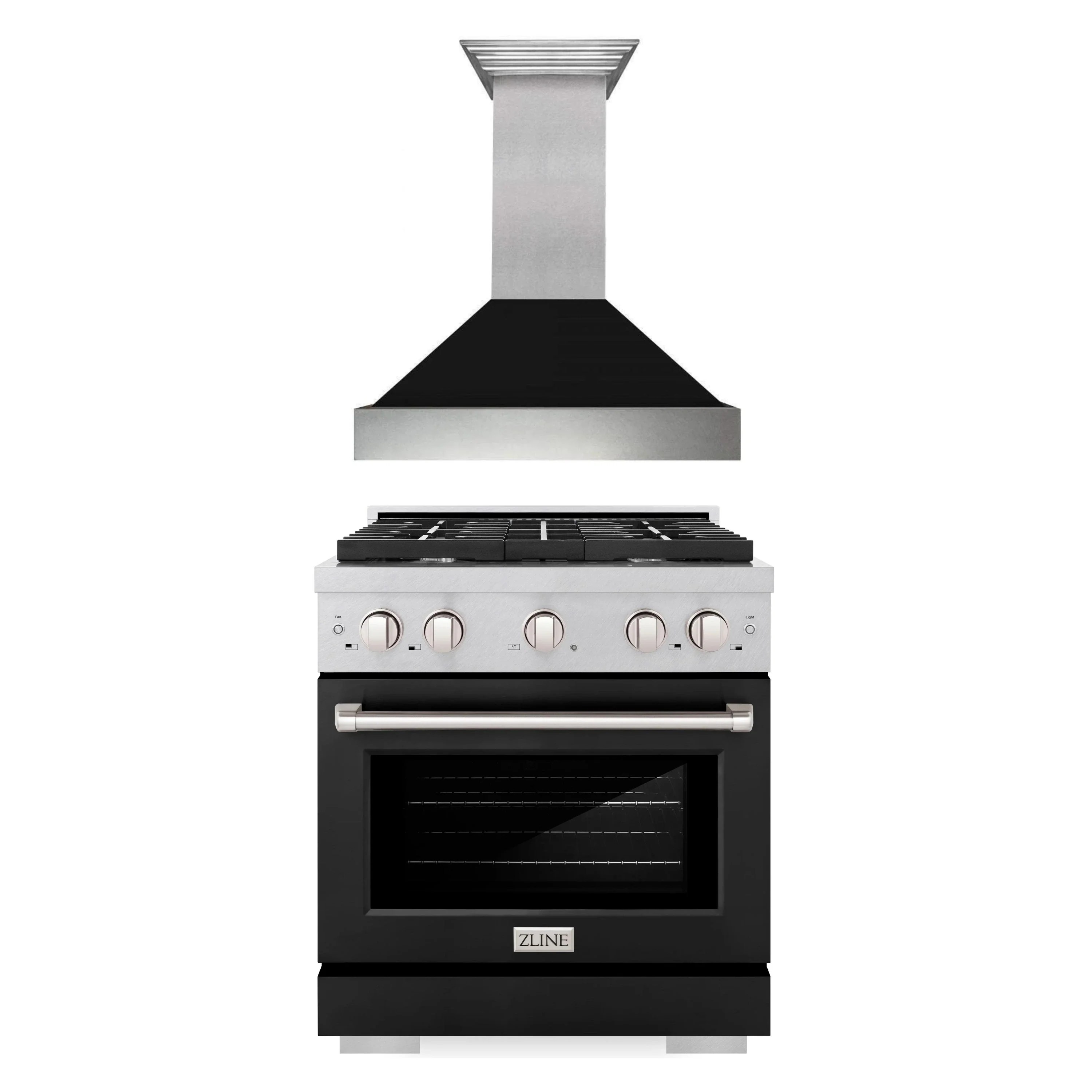 ZLINE 2Pc Package 30" Gas Range & Hood w/ Black Matte
