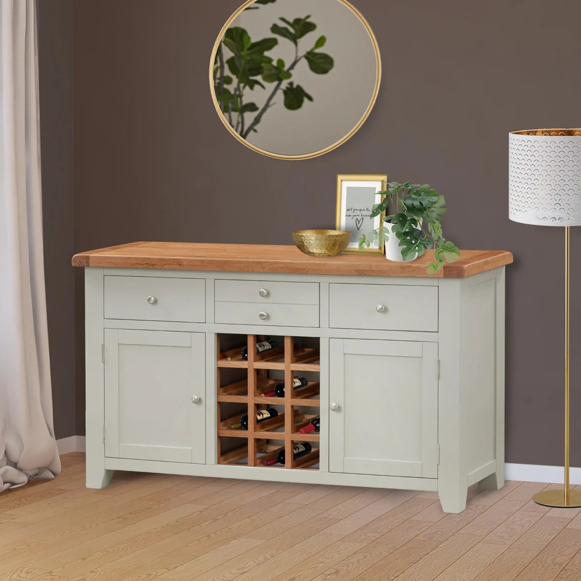 Cambridge Grey Painted Oak Large Wine HomePlus Furniture