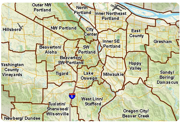 City Of Portland Boundary Map PORTLAND NEIGHBORHOODS