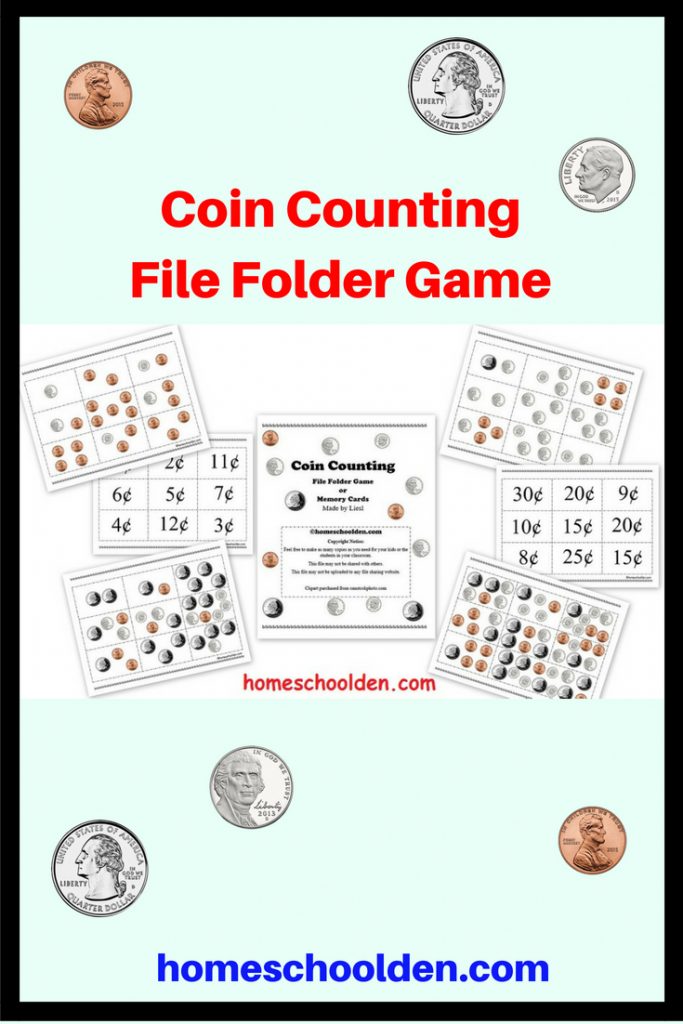 Coin Counting File Folder Game Homeschool Den