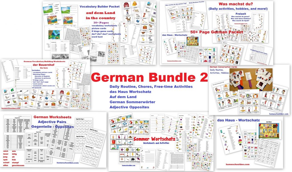 German Worksheets (free) and Our Plans for Learning German this