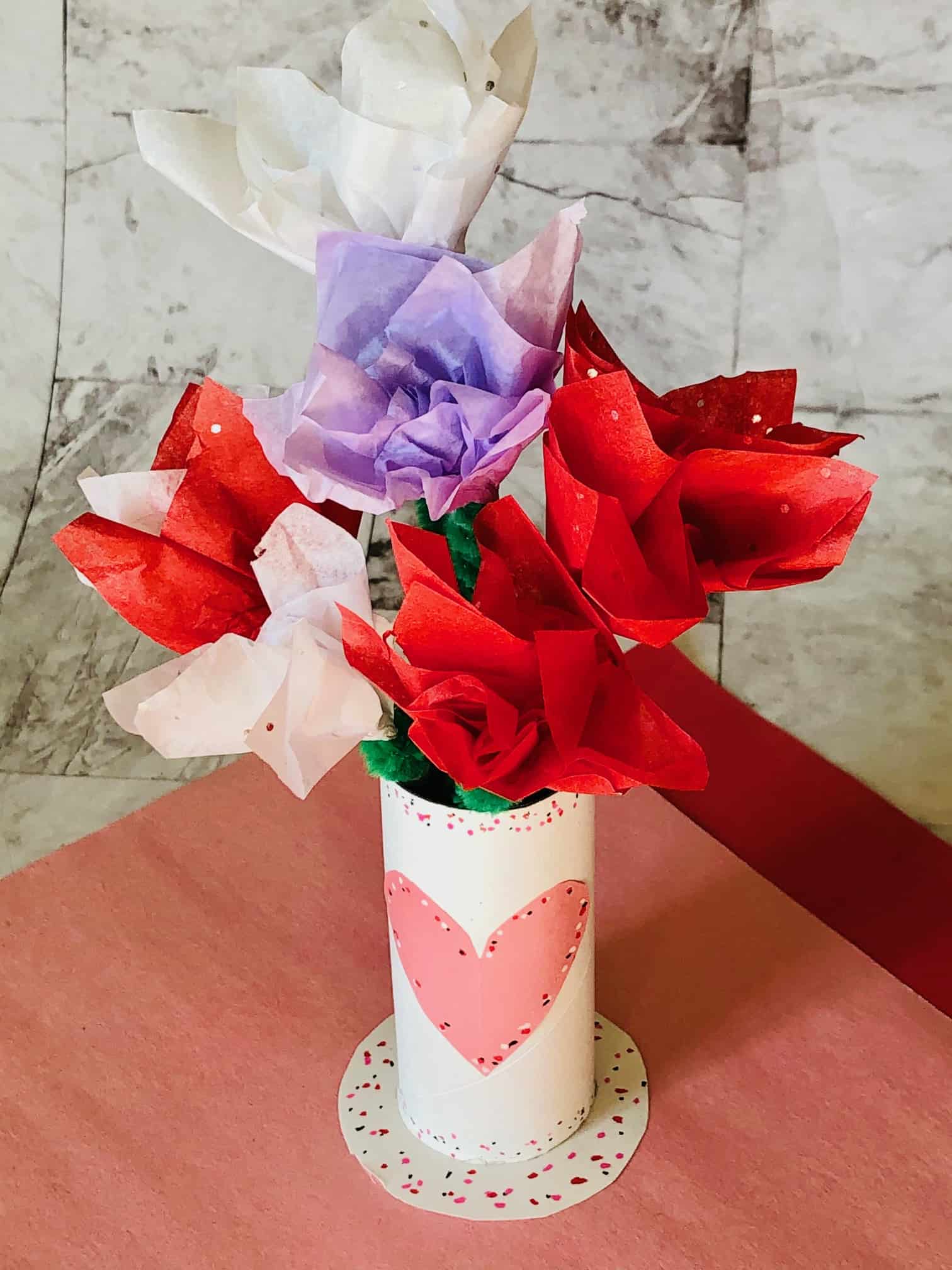 These Toilet Paper Roll Flowers & Vase are just what we need for