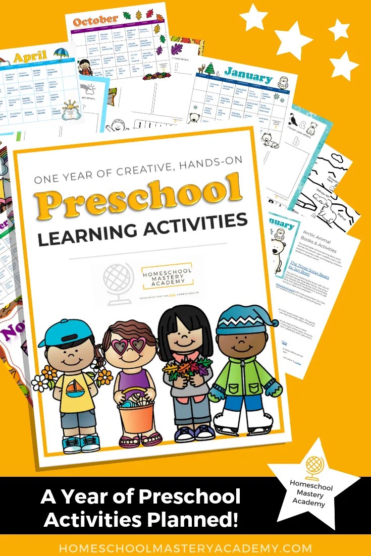 One Full Year of Pre K Homeschool Activities for Learning at Home