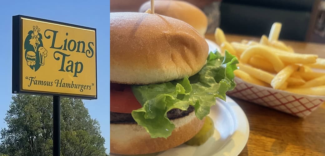 Lions Tap famous hamburgers... lions and burgers and fries, OH MY