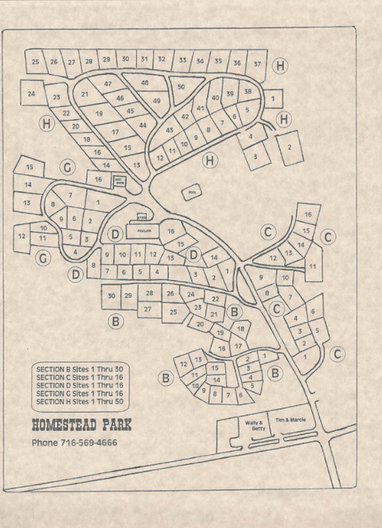 Campground Map Homestead Park Campground