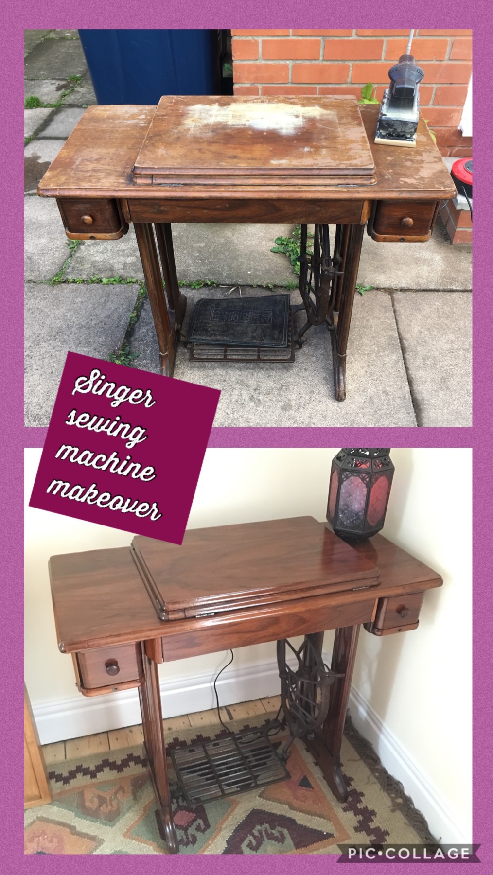 Sanding my new old Singer sewing machine treadle table Home to restore
