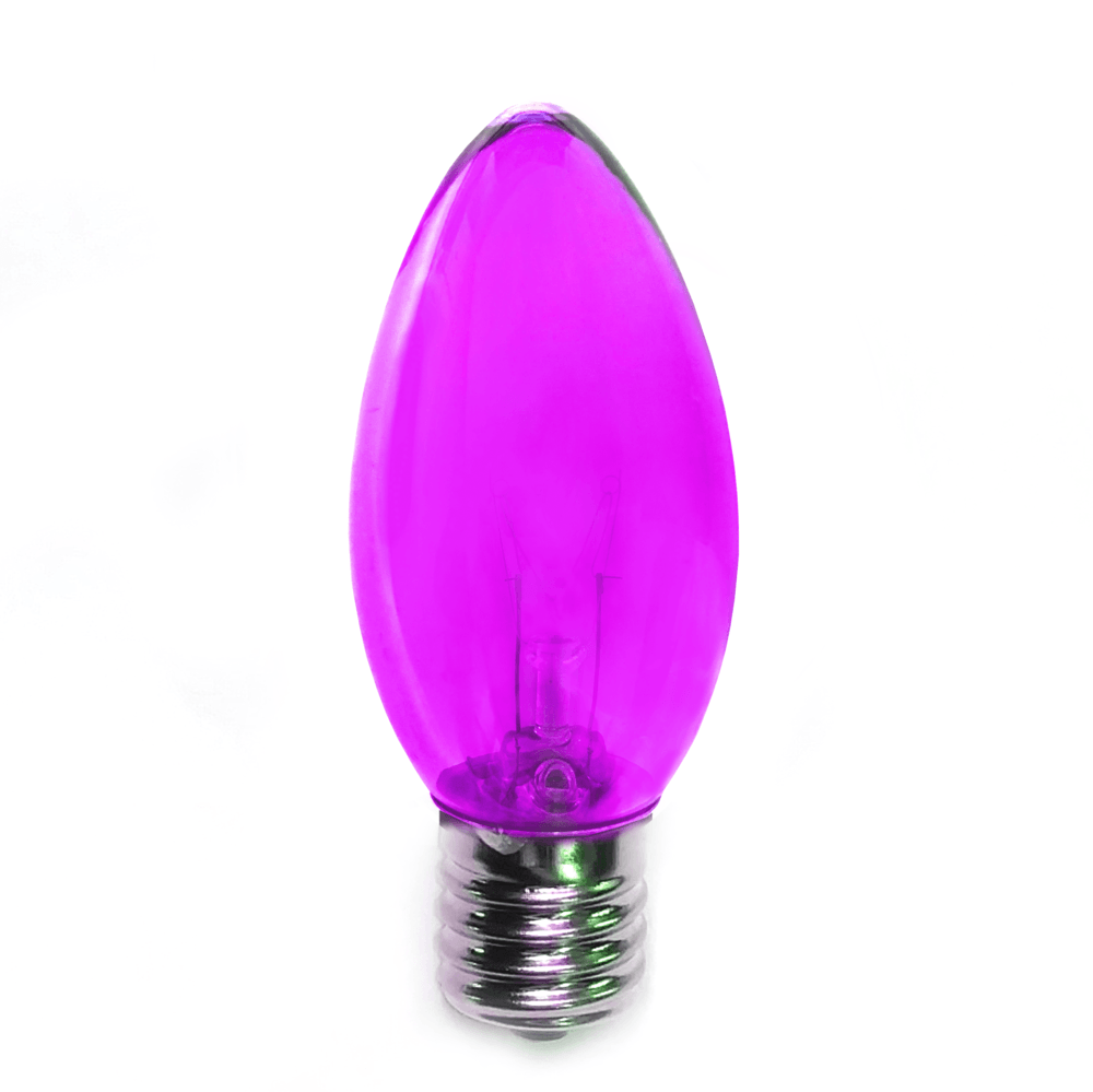 CLEARANCE (Box of 25) C9 7 Watt Transparent Purple Light Bulbs