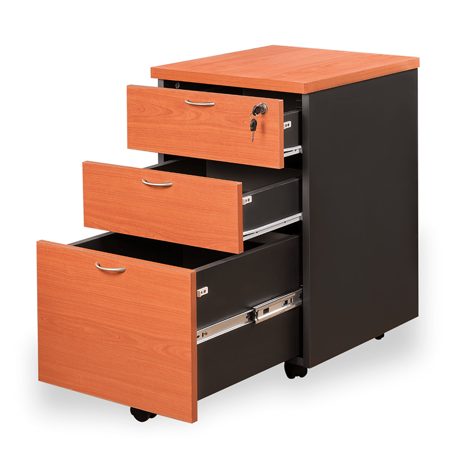 Cajonera Móvil Laminado Compacto 3 cajones y Llave HomeWorking