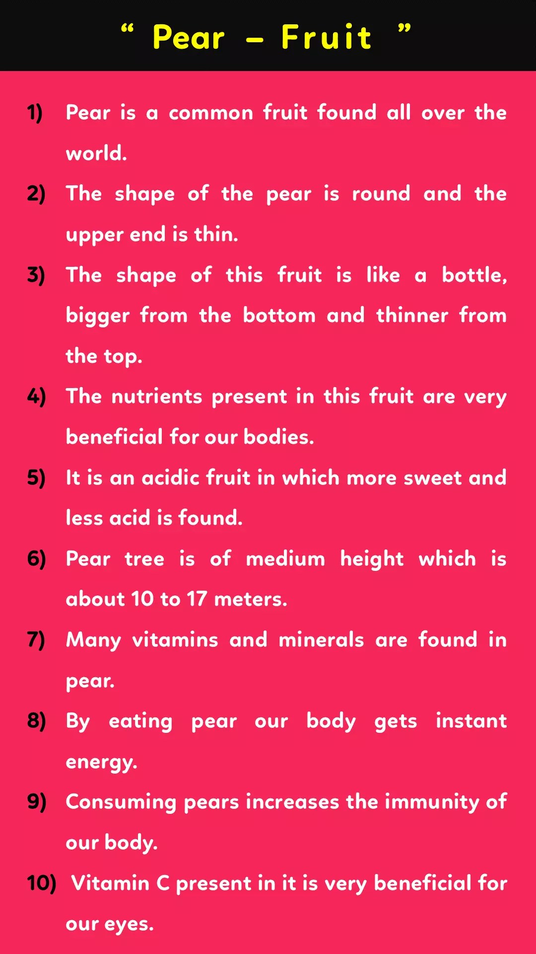 10 lines on Pear in English Best for class 1, 2, 3 & 4