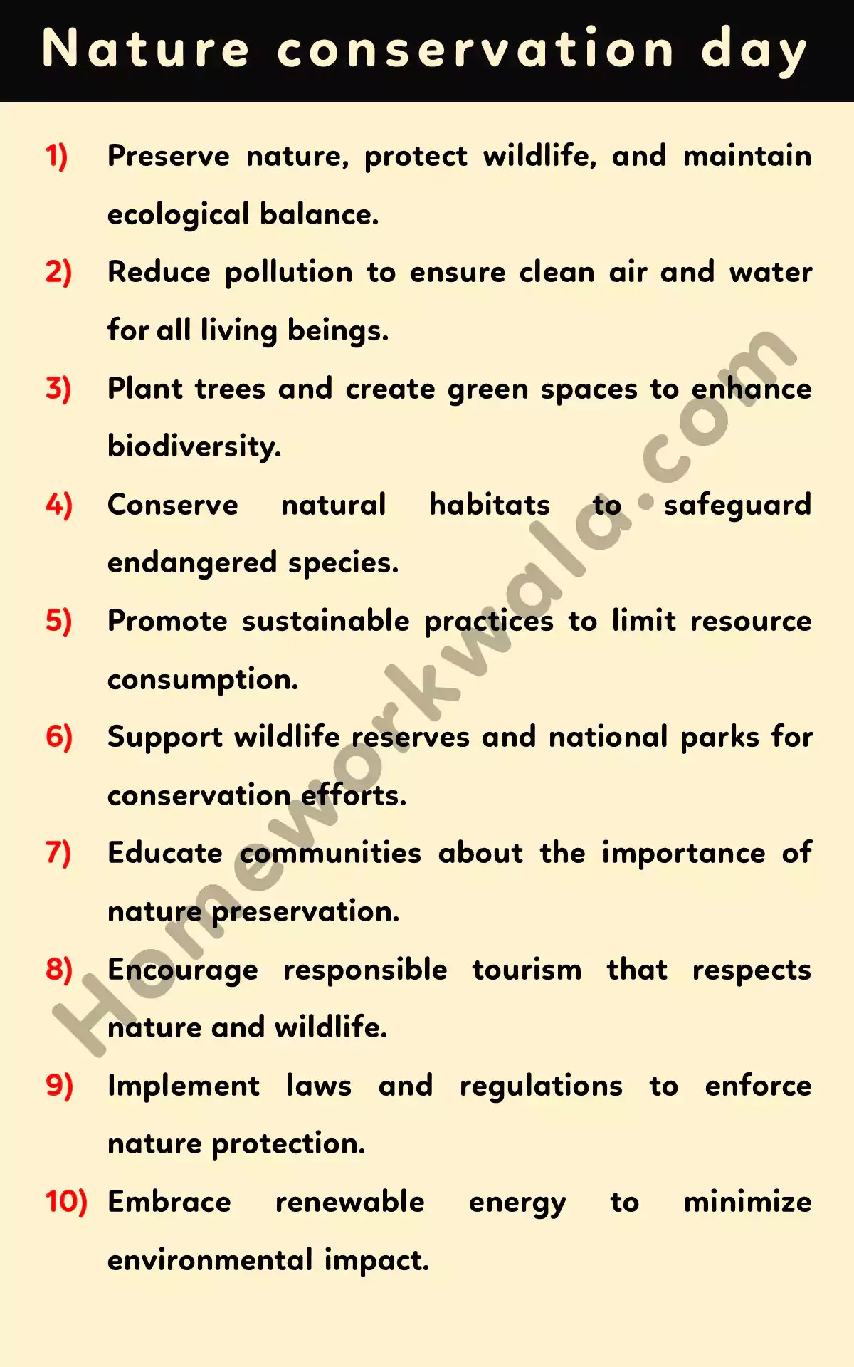 10 lines on World Nature Conservation Day for class 1,2,3,4,5,6
