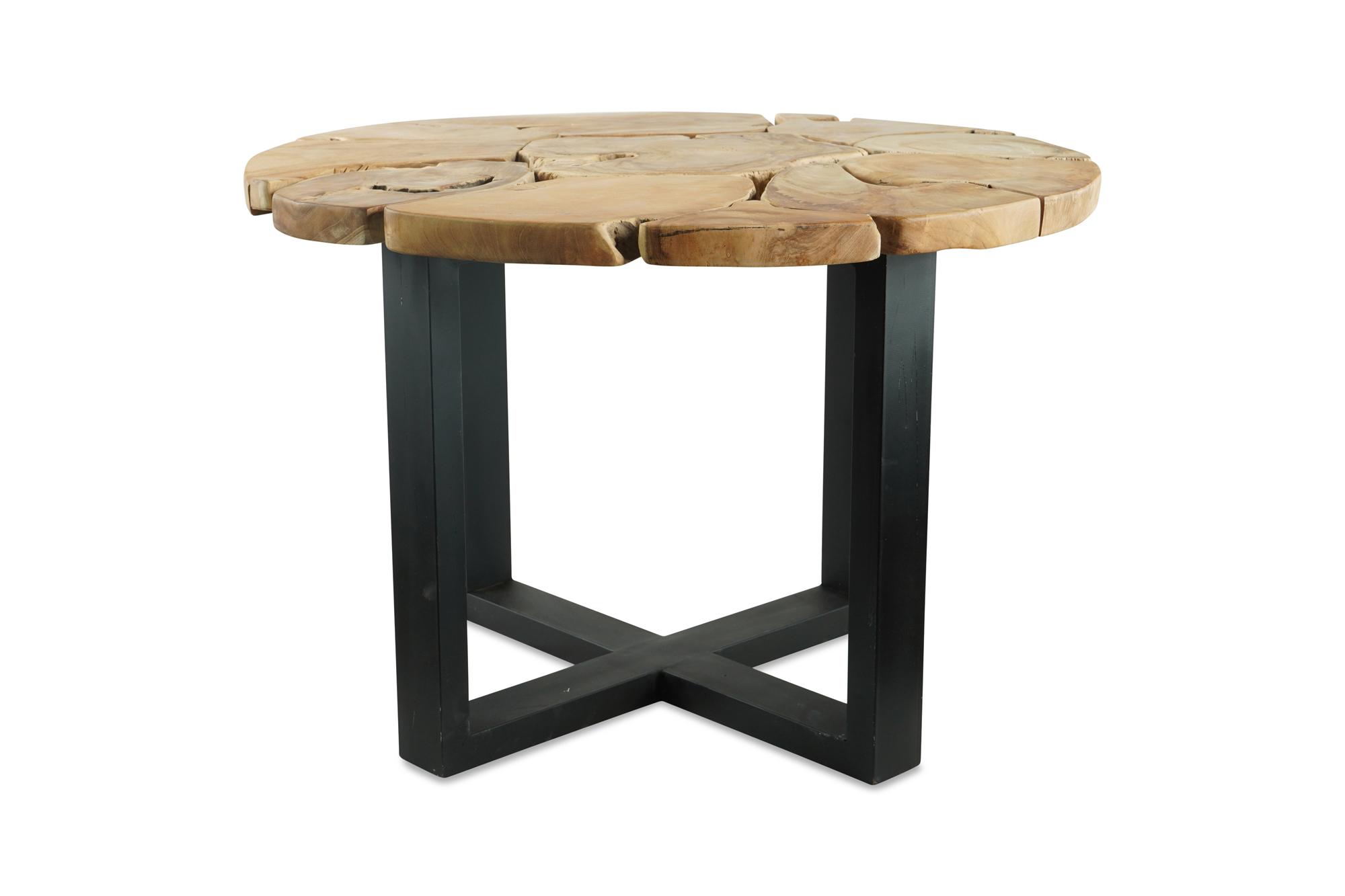 Teak Wood Root Rustic Balinese Console Table (black metal legs) Homey