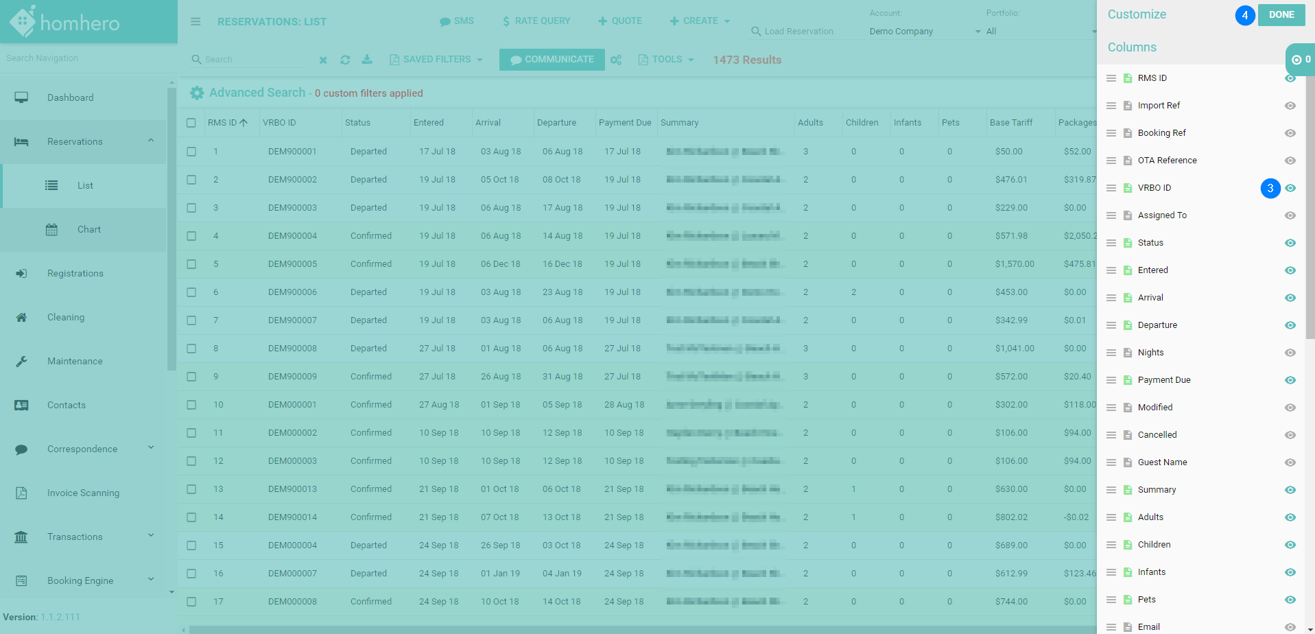 How to add the Vrbo ID column to the Reservations List HOMHERO