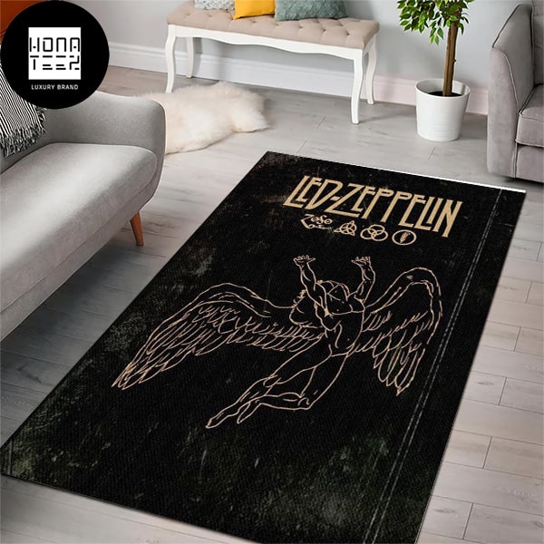 Led Zeppelin Logo Fallen Angel Luxury Rug Honateez