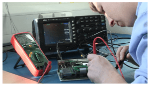 What are the electrical testing procedures for electronics circuit
