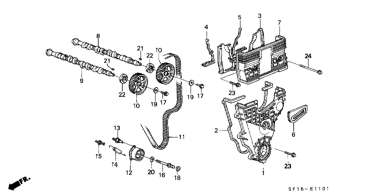 E-11-1 - CAMSHAFT/TIMING BELT (PGM-FI) - Honda Prelude 4WS 2.0 SI