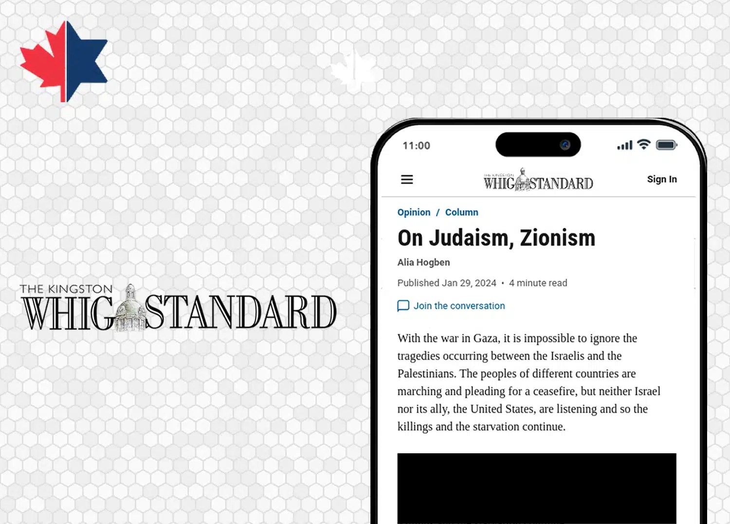 Column in Kingston Whig Standard Misrepresents Zionism & Downplays