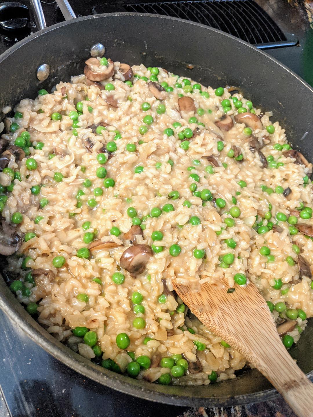 Mushroom and Pea Risotto! Honey Badger's Kitchen