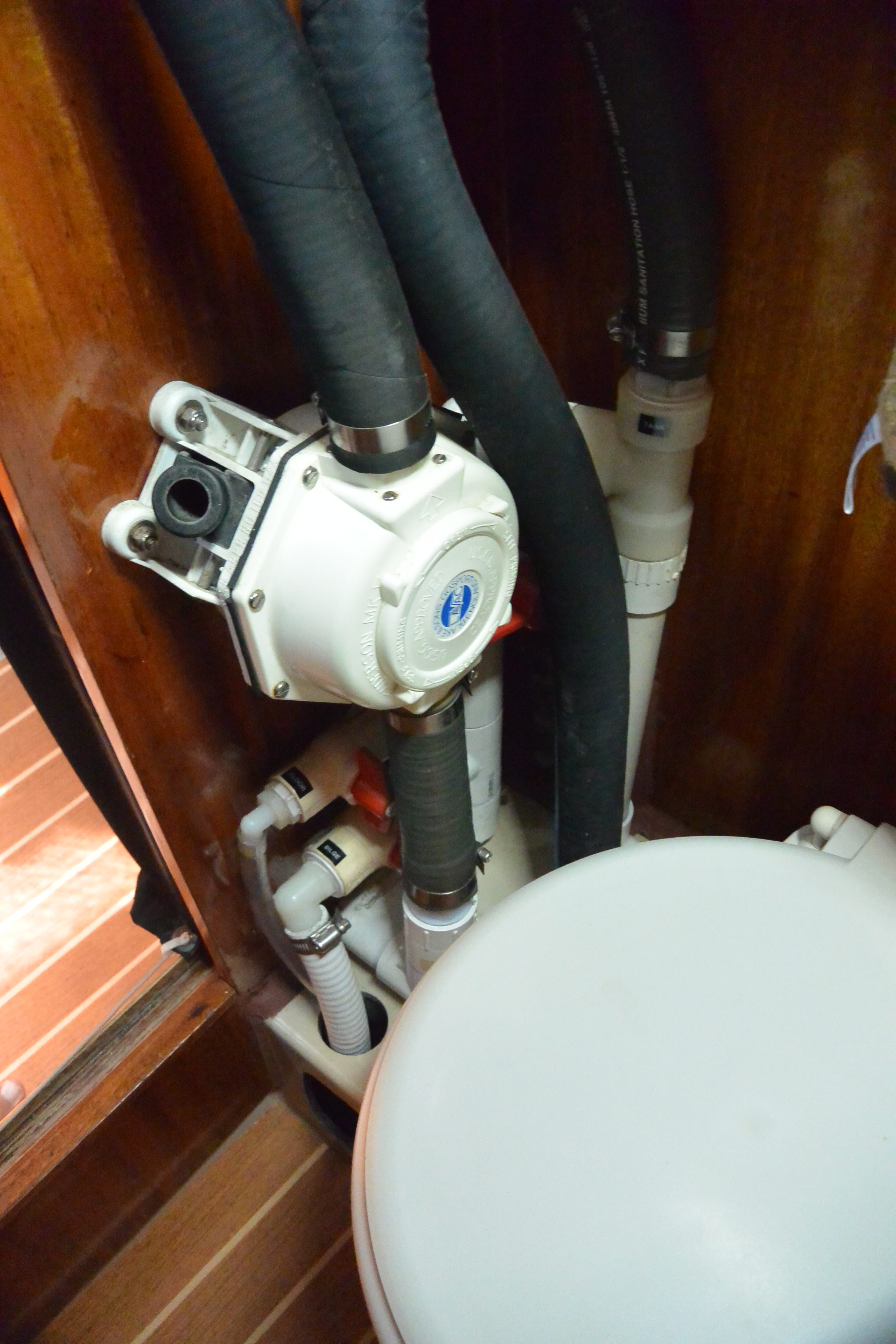 head plumbing, backup bilge pump, shower drain pump, holding tank pump