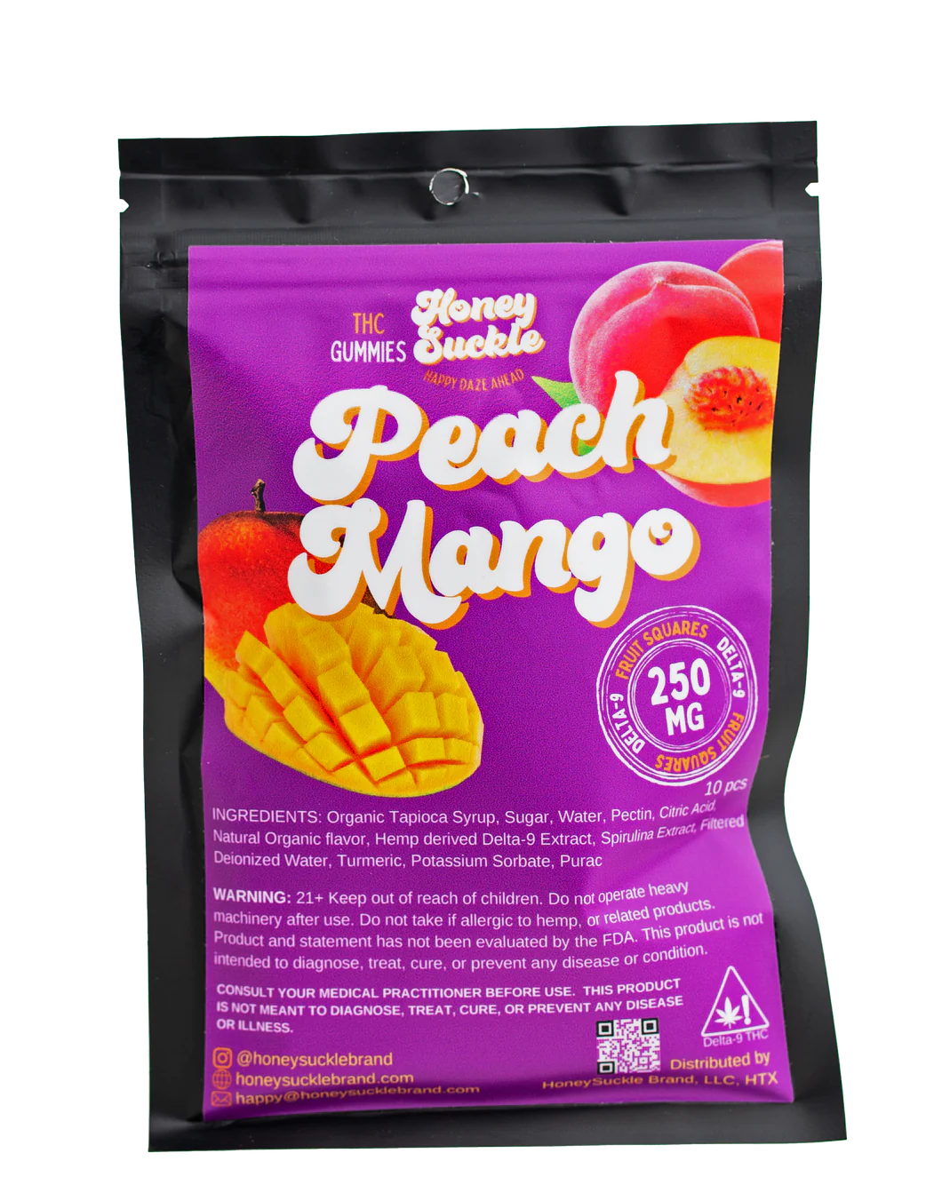 Peach Mango Fruit Squares 250mg HoneySuckle Brand