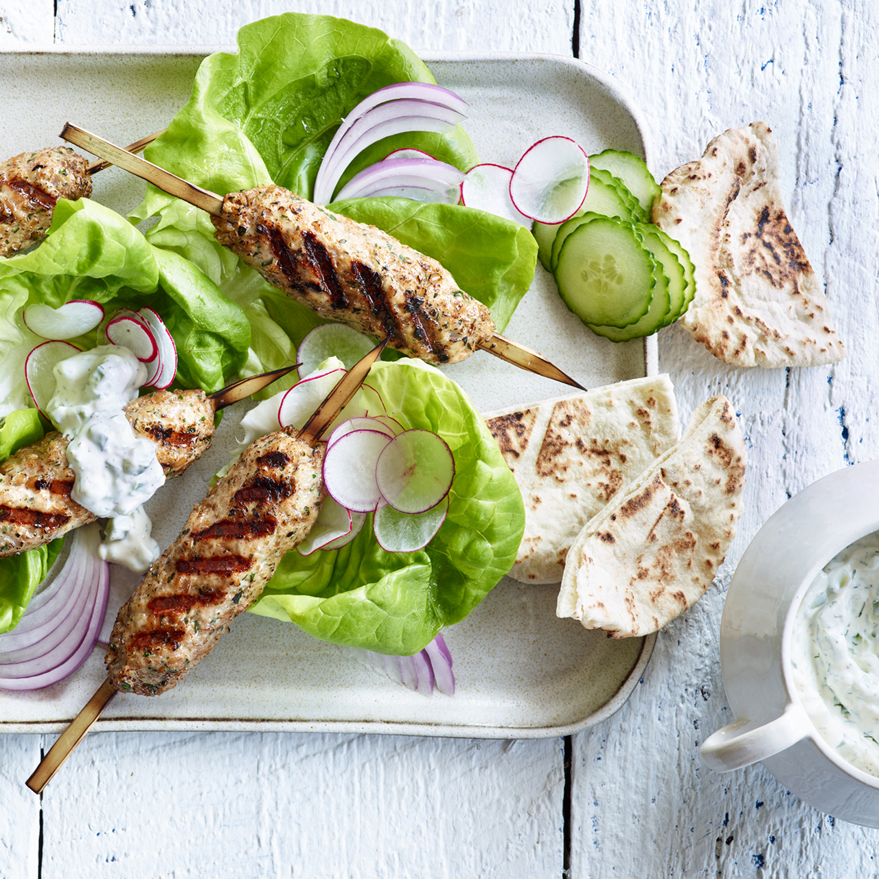 Turkey And Bulgur Kofta Kebabs With Tzatziki Recipe Honeysuckle White