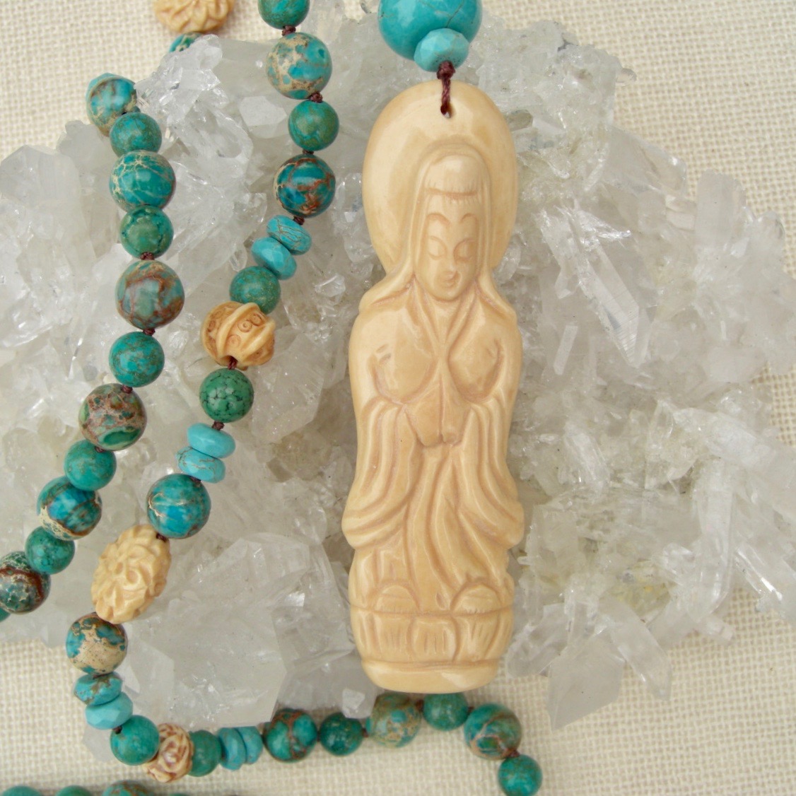 Kuan Yin Rose Quartz Necklace Honoring the SacredHonoring the Sacred